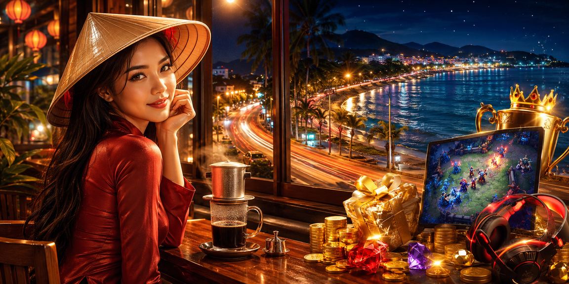 Người chơi đặt cược Esports tại Mũi Né với nón lá truyền thống